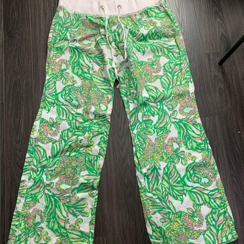 Lilly Pulitzer baggy beachy colorful pants.